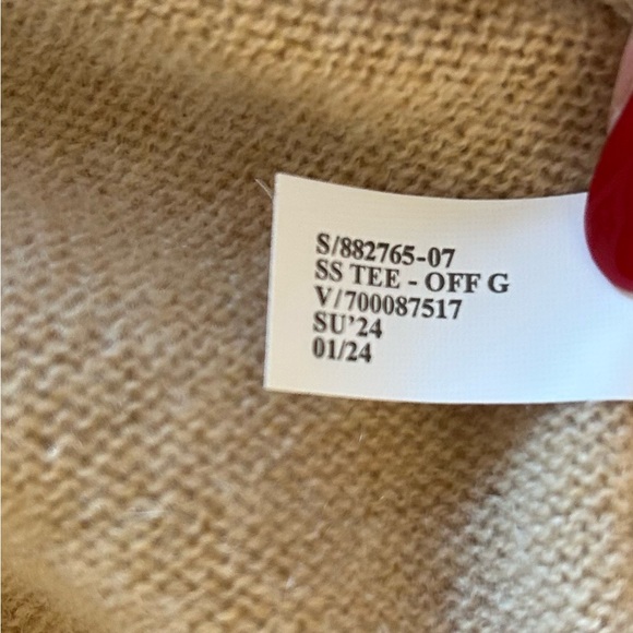 Banana Republic Cashmere Light Beige Crew Neck Short Sleeve Sweater Tee - Picture 6 of 6